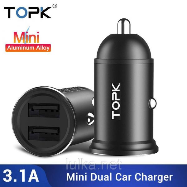 Автомобільний зарядний пристрій TOPK Quick Charge 3.0. 2 USB порту Автомобільний зарядний пристрій TOPK Quick Charge 3.0. 2 USB порту