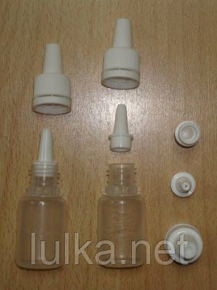 Пляшка пластикова з дозатором і кришкою 10мл Пляшка пластикова з дозатором і кришкою 10мл