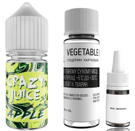 Комплект Crazy Juice Salt Apple 50мг/мл 30мл. Комплект Crazy Juice Salt Apple 50мг/мл 30мл.