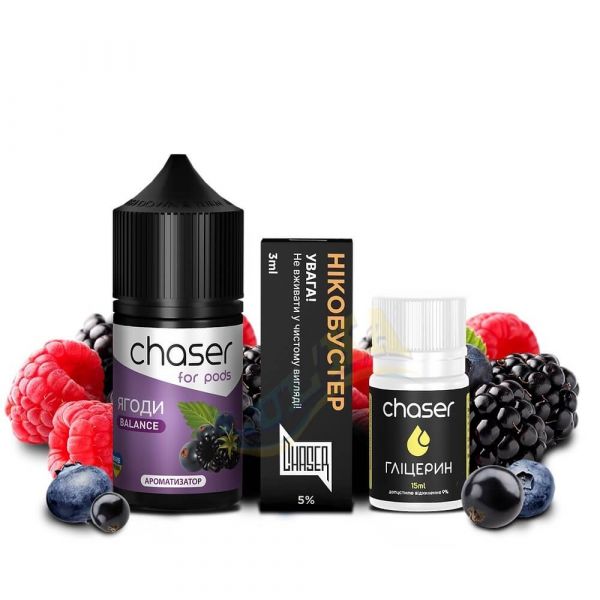 Набір Chaser for pods Salt Berries (50 мг/мл) 30 мл. Набір Chaser for pods Salt Berries (50 мг/мл) 30 мл.
