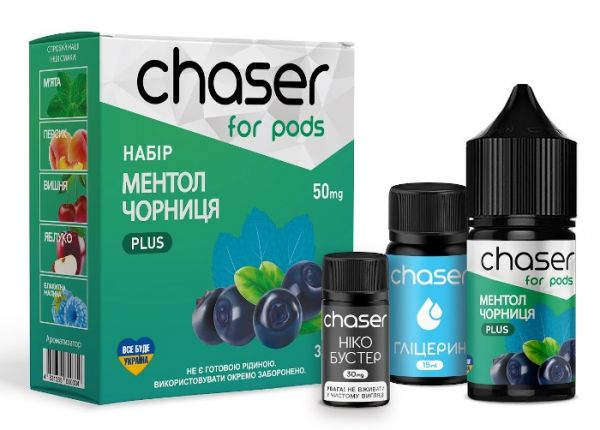 Набір Chaser for pods Salt Blueberry Menthol (50 мг/мл) 30 мл Набір Chaser for pods Salt Blueberry Menthol (50 мг/мл) 30 мл