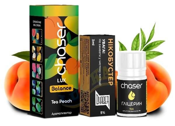 Набір Chaser Lux Tea Peach Salt (50мг/мл) 30мл. Набір Chaser Lux Tea Peach Salt (50мг/мл) 30мл.