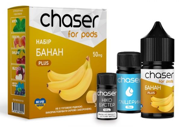Набір Chaser for pods Salt Banana (50 мг/мл) 30 мл Набір Chaser for pods Salt Banana (50 мг/мл) 30 мл