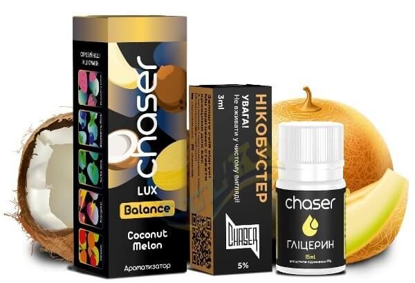 Набір Chaser Lux Coconut Melon Salt (50мг/мл) 30мл. Набір Chaser Lux Coconut Melon Salt (50мг/мл) 30мл.