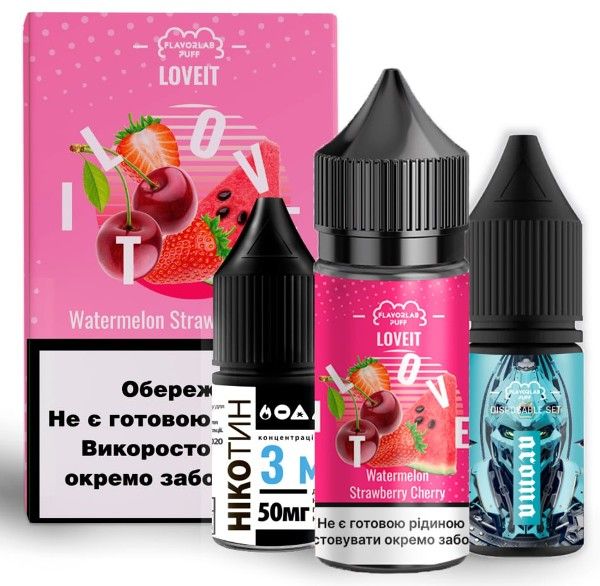 Набір LOVE IT Salt Watermelon Strawberry Cherry 30 мл. (50 мг/мл) Набір LOVE IT Salt Watermelon Strawberry Cherry 30 мл. (50 мг/мл)