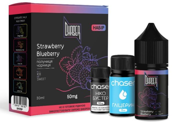 Набір Chaser Salt Strawberry Blueberry (50 мг/мл) 30 мл Набір Chaser Salt Strawberry Blueberry (50 мг/мл) 30 мл