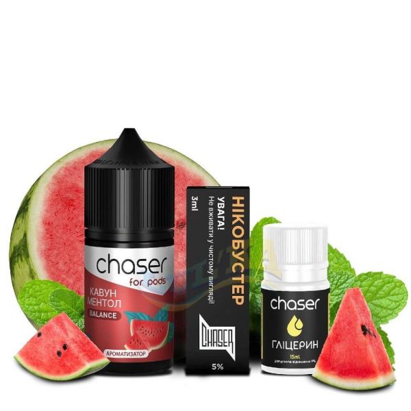 Набір Chaser for pods Salt Watermelon Menthol (50 мг/мл) 30 мл. Набір Chaser for pods Salt Watermelon Menthol (50 мг/мл) 30 мл.