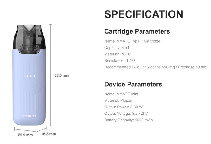 Характеристики Voopoo VMATE Mini